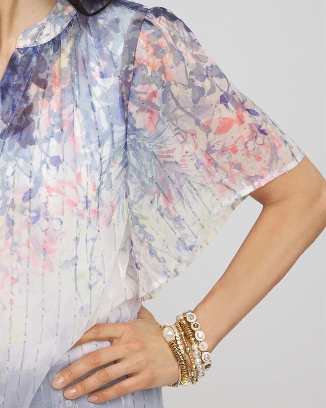 Jacquard Flutter-Sleeve Blouse - image 4